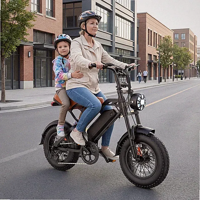 16" Fat Tire Electric Bike 48V 1500W Peak 28MPH Adult Mountain Commuter E-Bike