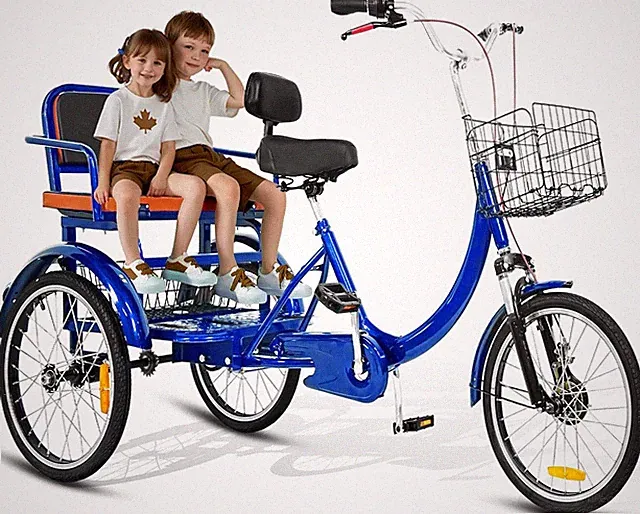20" Adult Tricycle 3 Wheeled Trike Bicycle w/ Child Seat & Shopping Basket