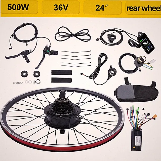24 inch E-Bike Conversion Kit 36V 500W Electric Bicycle Rear Wheel Motor Hub Set
