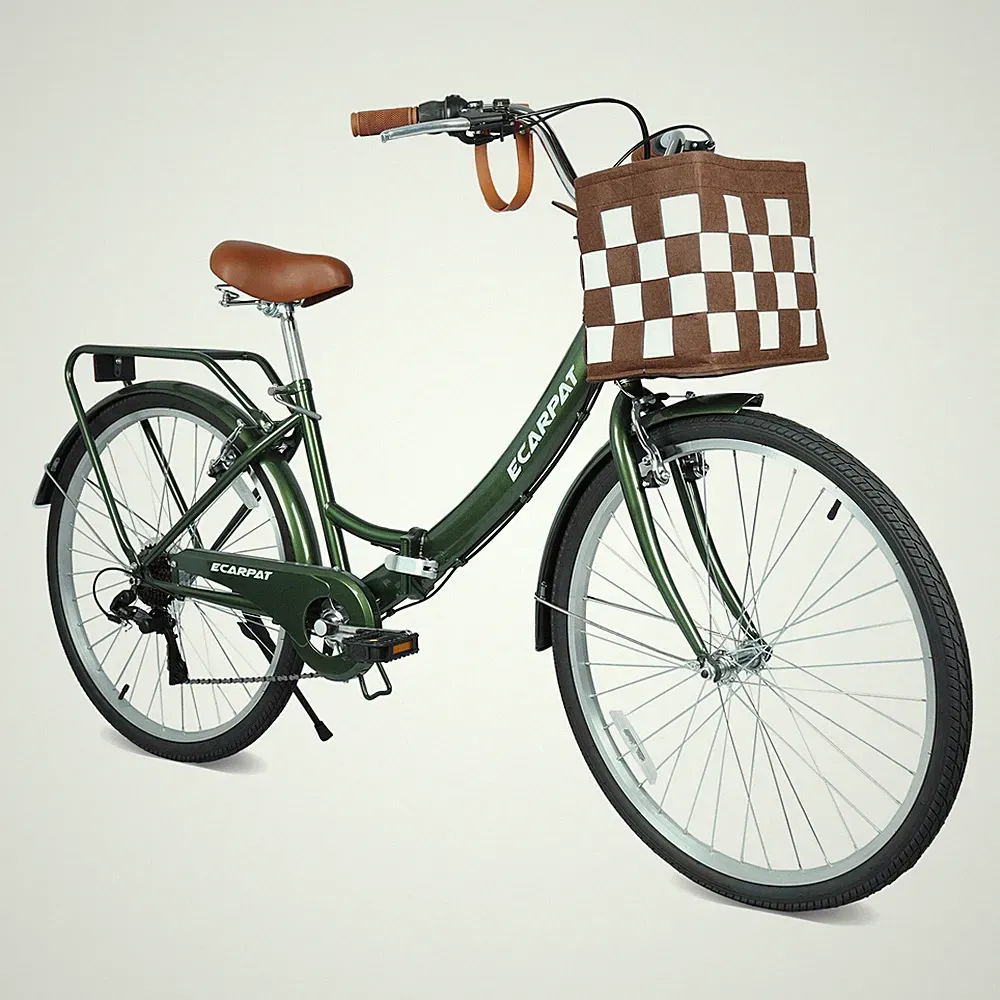 26" Folding City Bike 7-Speed Steel Frame Alloy Rims V-Brakes