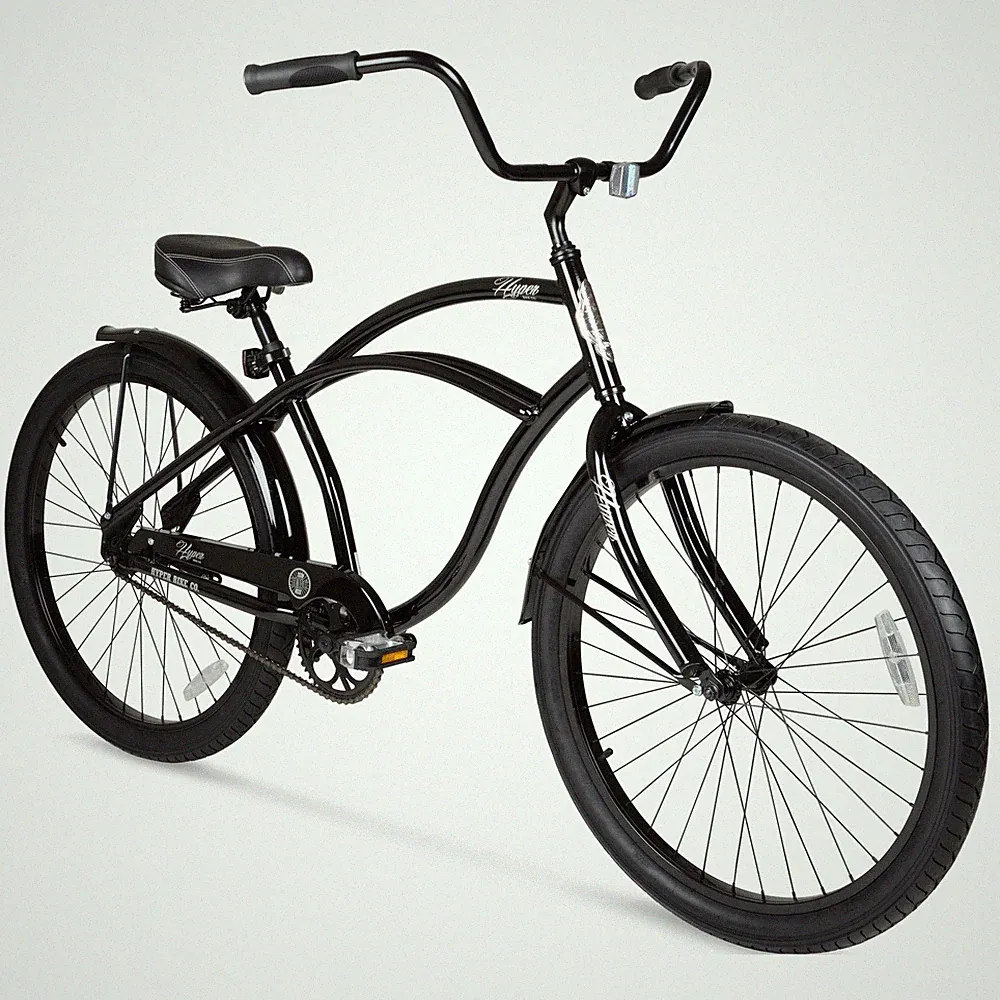 26 Inch Beach Cruiser Mens Bike Steel Frame Bicycle Alloy Wheels Speed Black New