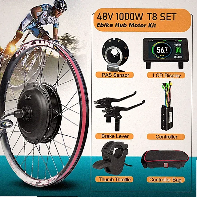 48V 1000W MTB Electric Bike Brushless Gearless Front/Rear Hub Motor 20-29In 700C