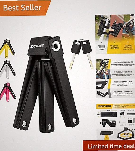 Alloy Steel Folding Bike Lock - 8mm Anti-Theft Design for Bicycles and Strollers