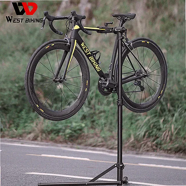 Bicycle Foldable Repair Bipod Stand Rack Bike Maintenance Floor Workstand Black