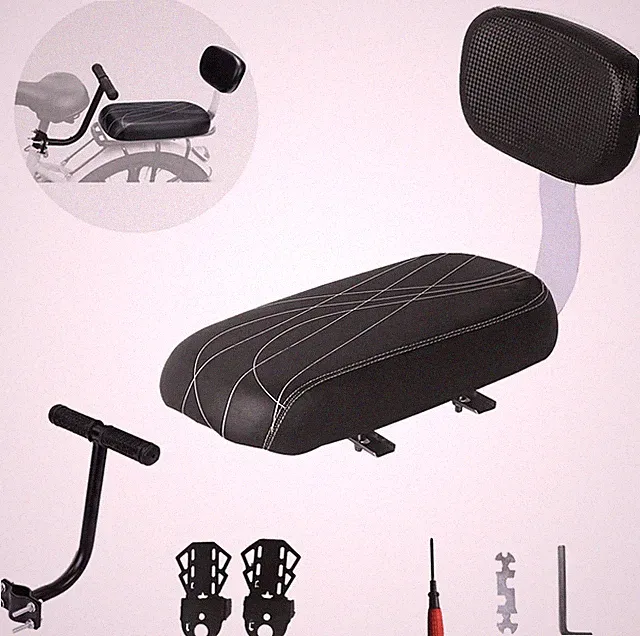 Bicycle Rear Seat with Back,Pu Leather Soft Cushion Bicycle Passenger Seat,Rear