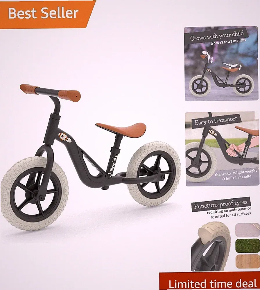 Charlie Toddler Balance Bike: Lightweight 10-Inch, No-Puncture Tires, Adjustable