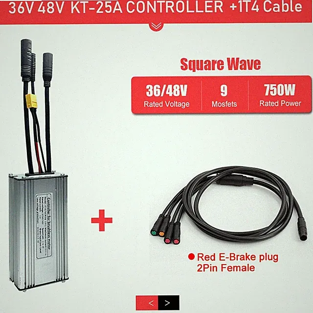 E-bike Sine Wave Controller 36V 48V Waterproof Brushless 250W-1000W 1T4