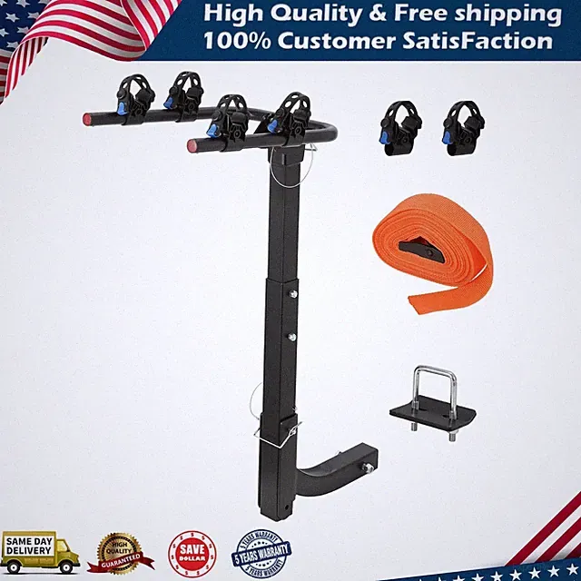 Foldable 2 Bikes Bicycle Car Racks with Hitch Tightener and Strap Car Truck SUV