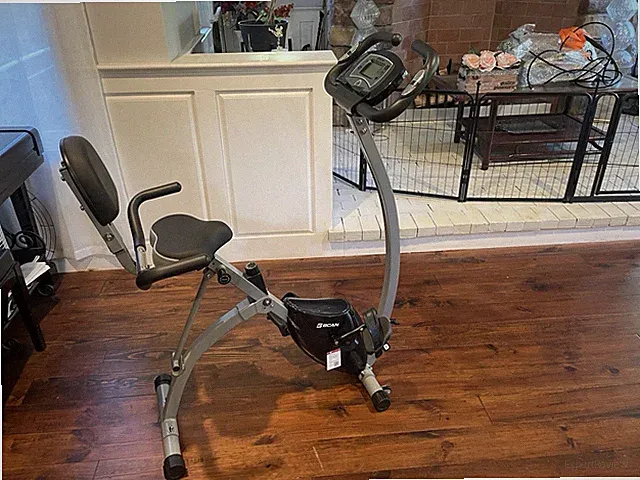 Folding Stationary Upright Indoor Cycling Exercise Bike with LCD Monitor