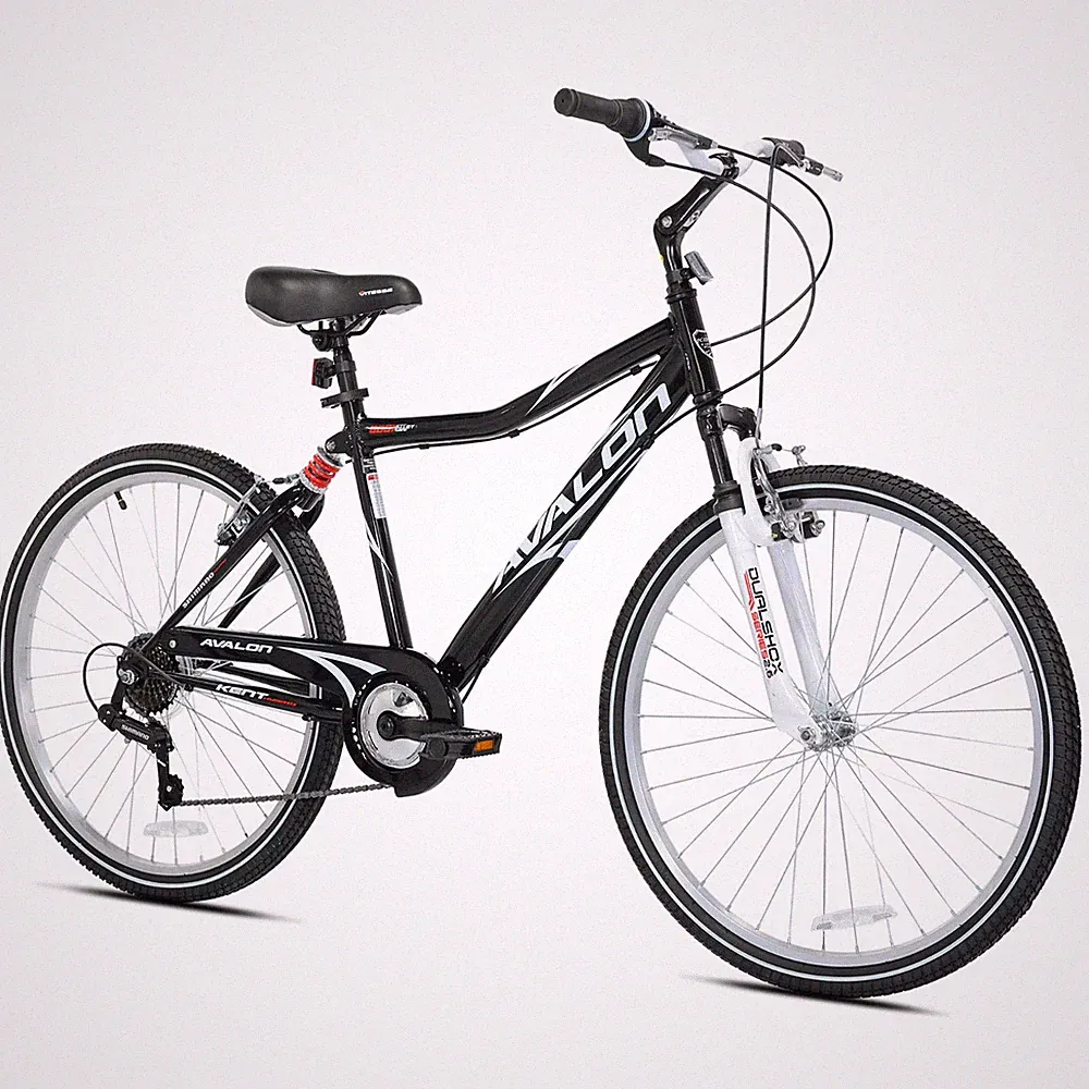 Men's 26" Avalon Hybrid Comfort Bike, 7-Speed, Full Suspension, Black/White