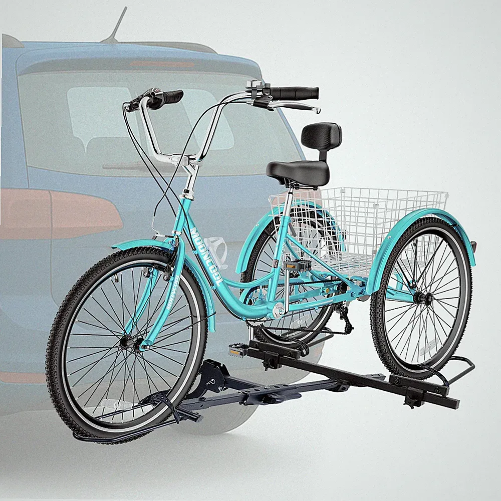 MOONCOOL Folding Hitch Trike Rack,170 lb Capacity,Rear Bike Carrier for Tricycle