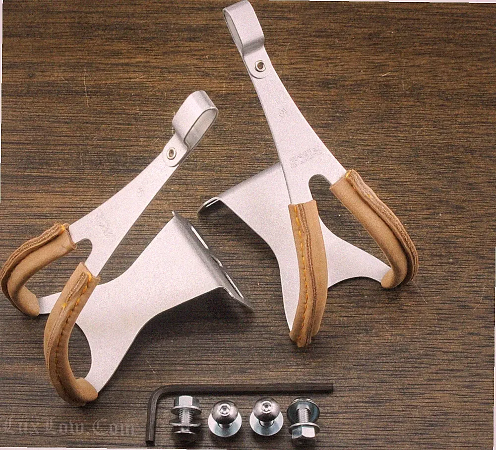 NOS MKS RoadBike Pedal TOE CLIPS Steel Alloy Leather NJS FixedGear Bicycle Cages