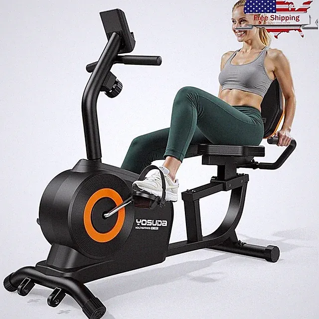 Recumbent Exercise Bike Adjustable Seat 16 Resistance Levels Indoor Fitness New