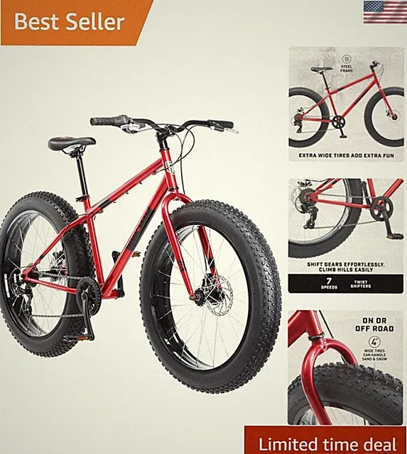 Stylish Red Dolomite Fat Tire Mountain Bike - Lightweight 26-Inch Alloy Frame