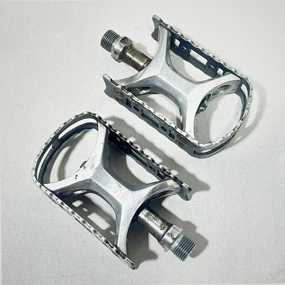 Suntour XC COMPE Flat Platform Bike Pedals Pair Silver Alloy/Steel Road Bike