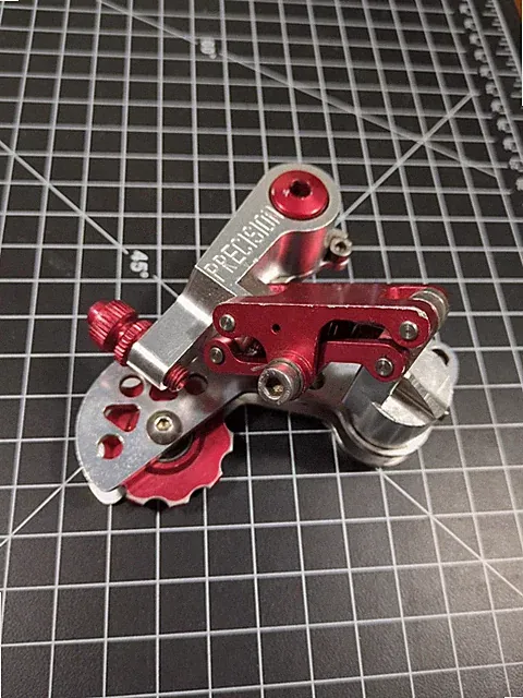 Vintage Red Silver ProShift Precision Billet REAR DERAILLEUR MTB Bike CNC