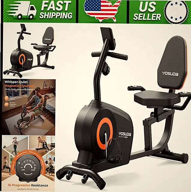 YOSUDA Recumbent Exercise Bike for Home, Adjustable Seat, 16-Level Resistance