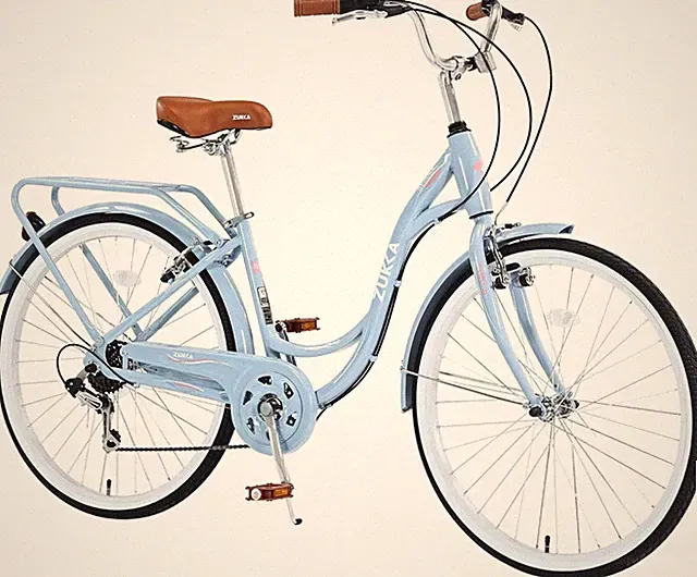 ZUKKA Light Blue 26 Inch Cruiser Bicycle 7 Speed Beach Cruiser Bike for Women